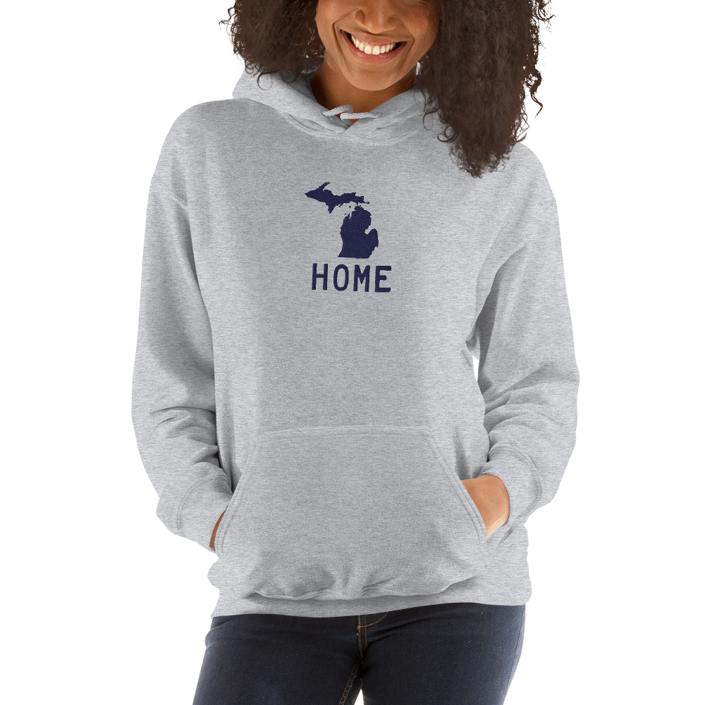 Michigan 'Home' Hoodie (Licence Plate Font) | Unisex Standard - Emb.