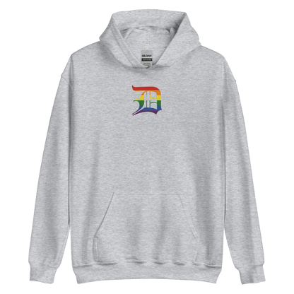 Detroit 'Old English D' Hoodie (Rainbow Pride Edition) | Unisex Standard - Emb.