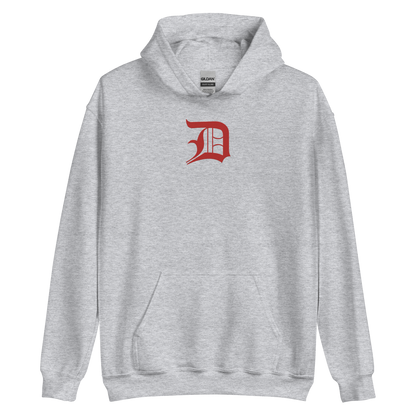 Detroit 'Old English D' Hoodie (Aliform Red) | Unisex Standard - Emb.