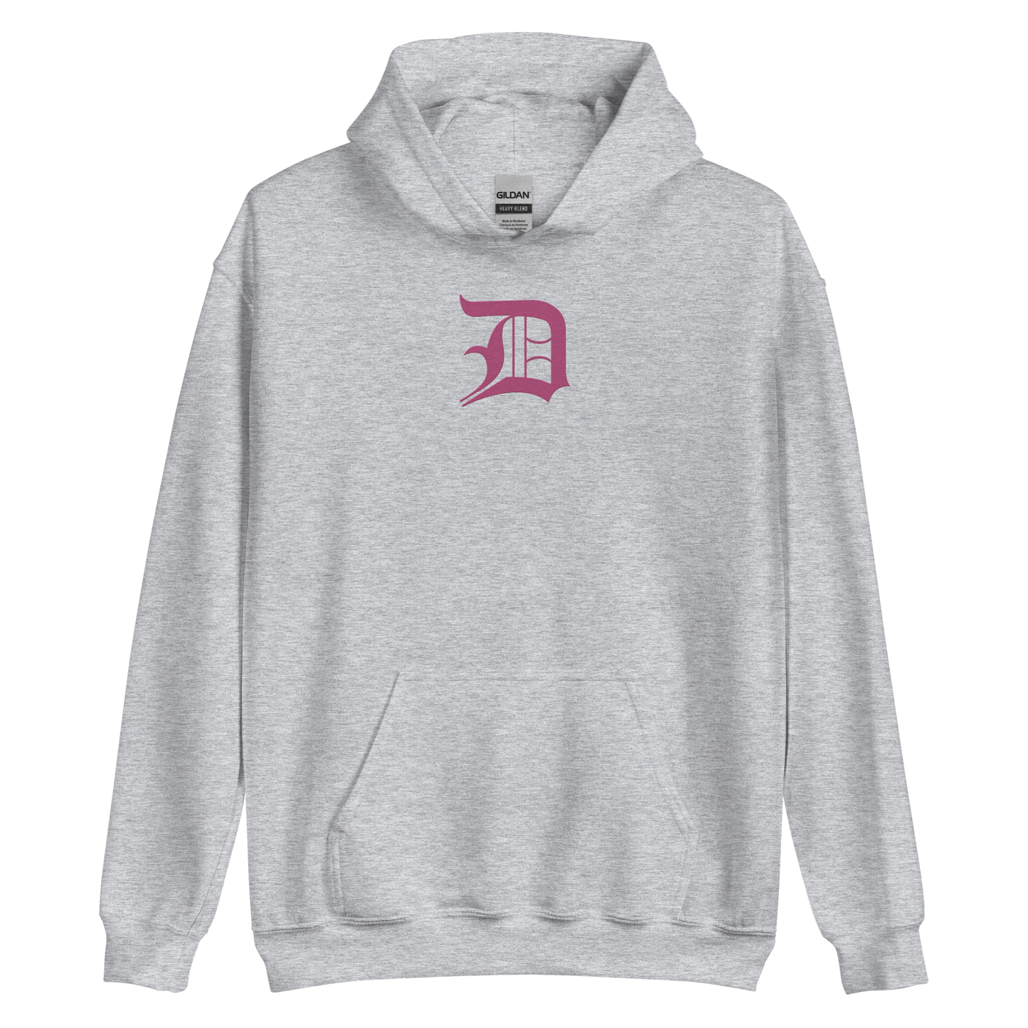 Detroit 'Old English D' Hoodie (Apple Blossom Pink) | Unisex Standard - Emb.