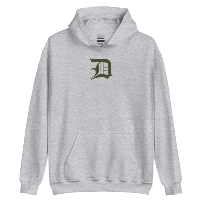 Detroit 'Old English D' Hoodie (Army Green) | Unisex Standard - Emb.