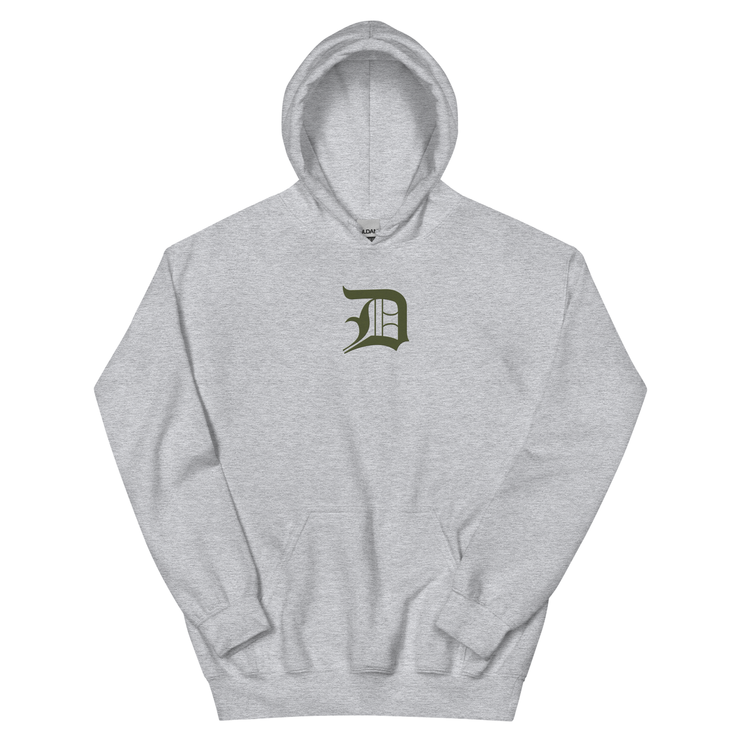 Detroit 'Old English D' Hoodie (Army Green) | Unisex Standard - Emb.