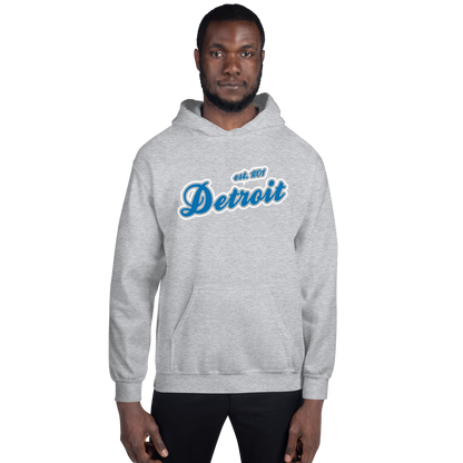 'Detroit EST. 1701' Hoodie (Azure Script Font) | Unisex Standard