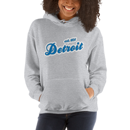 'Detroit EST. 1701' Hoodie (Azure Script Font) | Unisex Standard