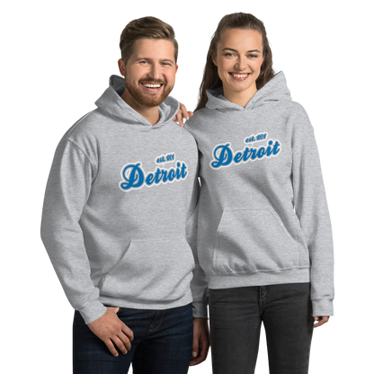 'Detroit EST. 1701' Hoodie (Azure Script Font) | Unisex Standard