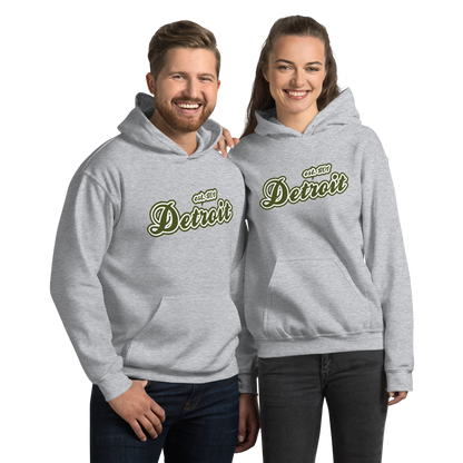 'Detroit EST. 1701' Hoodie (Army Green Script Font) | Unisex Standard