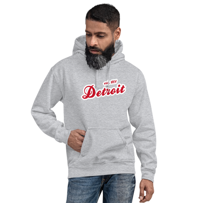 'Detroit EST. 1701' Hoodie (Aliform Red Script Font) | Unisex Standard