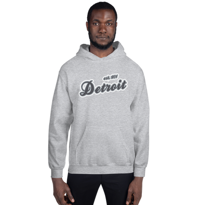 'Detroit EST. 1701' Hoodie (Iron Ore Grey Script Font) | Unisex Standard