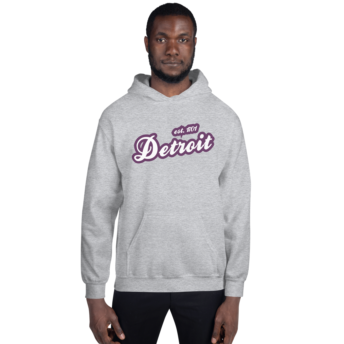 'Detroit EST. 1701' Hoodie (Plum Script Font) | Unisex Standard