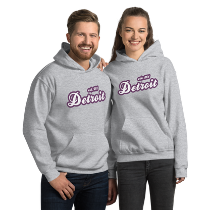 'Detroit EST. 1701' Hoodie (Plum Script Font) | Unisex Standard