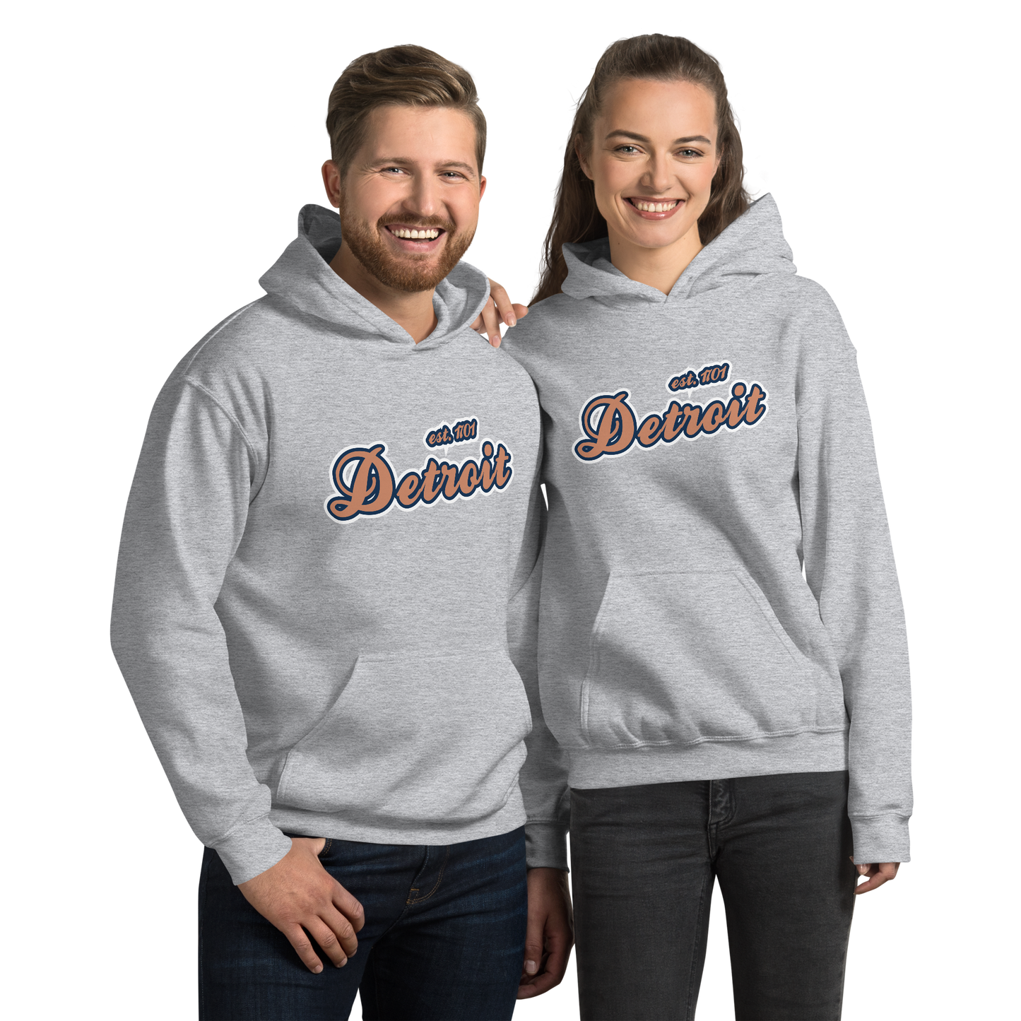 'Detroit EST. 1701' Hoodie (Copper Script Font) | Unisex Standard