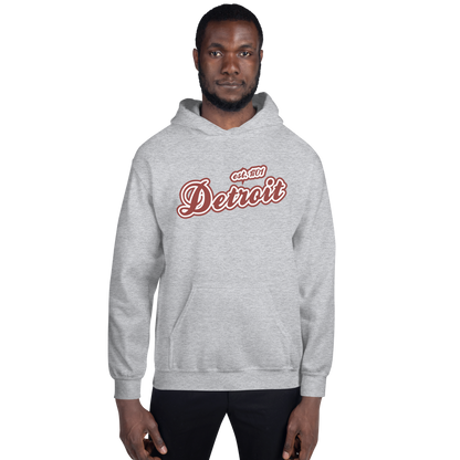 'Detroit EST. 1701' Hoodie (Ore Dock Red Script Font) | Unisex Standard