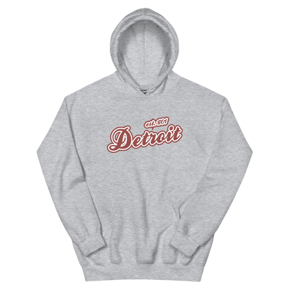 'Detroit EST. 1701' Hoodie (Ore Dock Red Script Font) | Unisex Standard