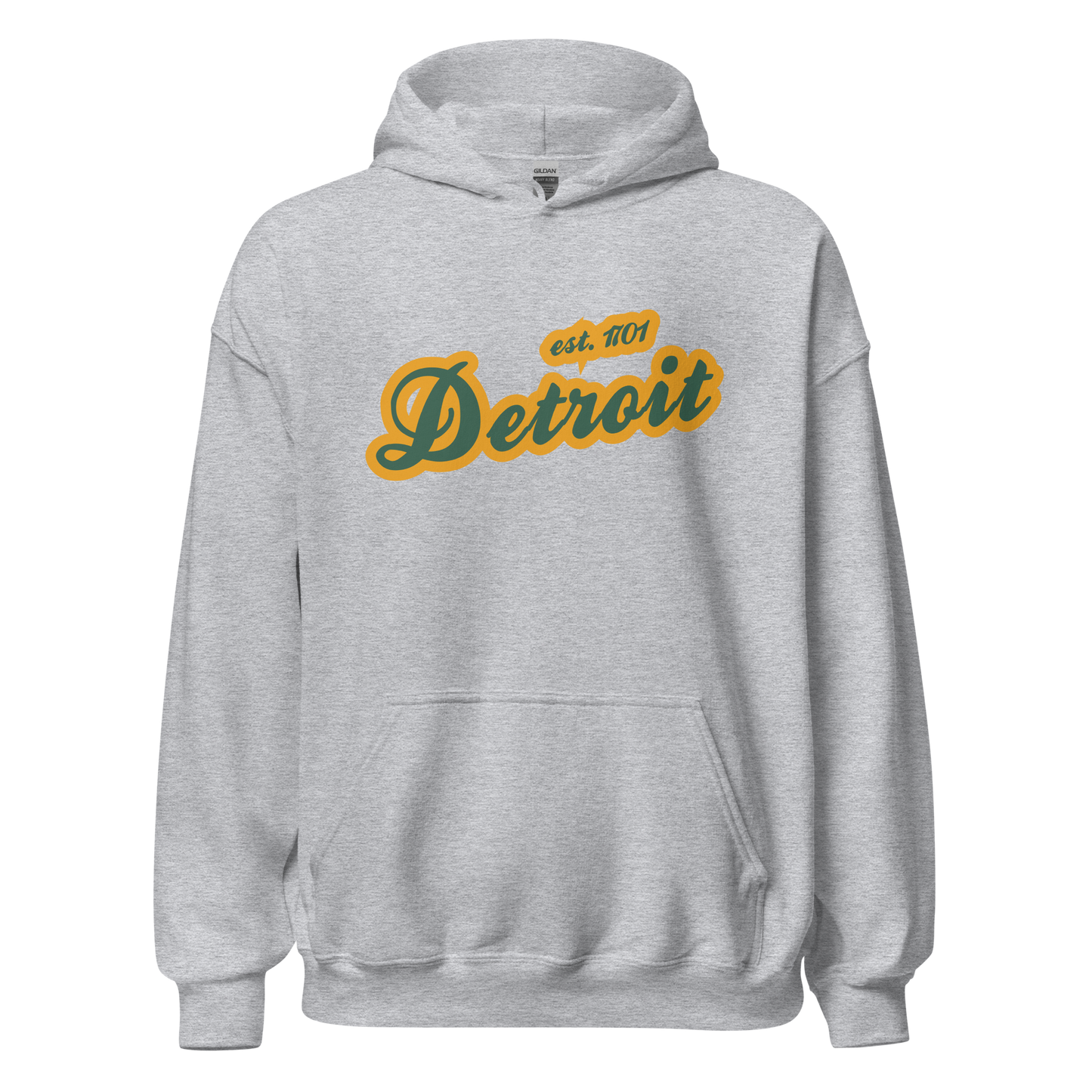 'Detroit EST. 1701' Hoodie (Ginger Ale Green Script Font) | Unisex Standard