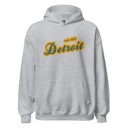 'Detroit EST. 1701' Hoodie (Ginger Ale Green Script Font) | Unisex Standard