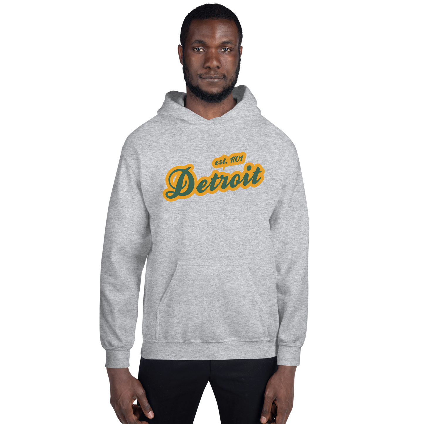 'Detroit EST. 1701' Hoodie (Ginger Ale Green Script Font) | Unisex Standard