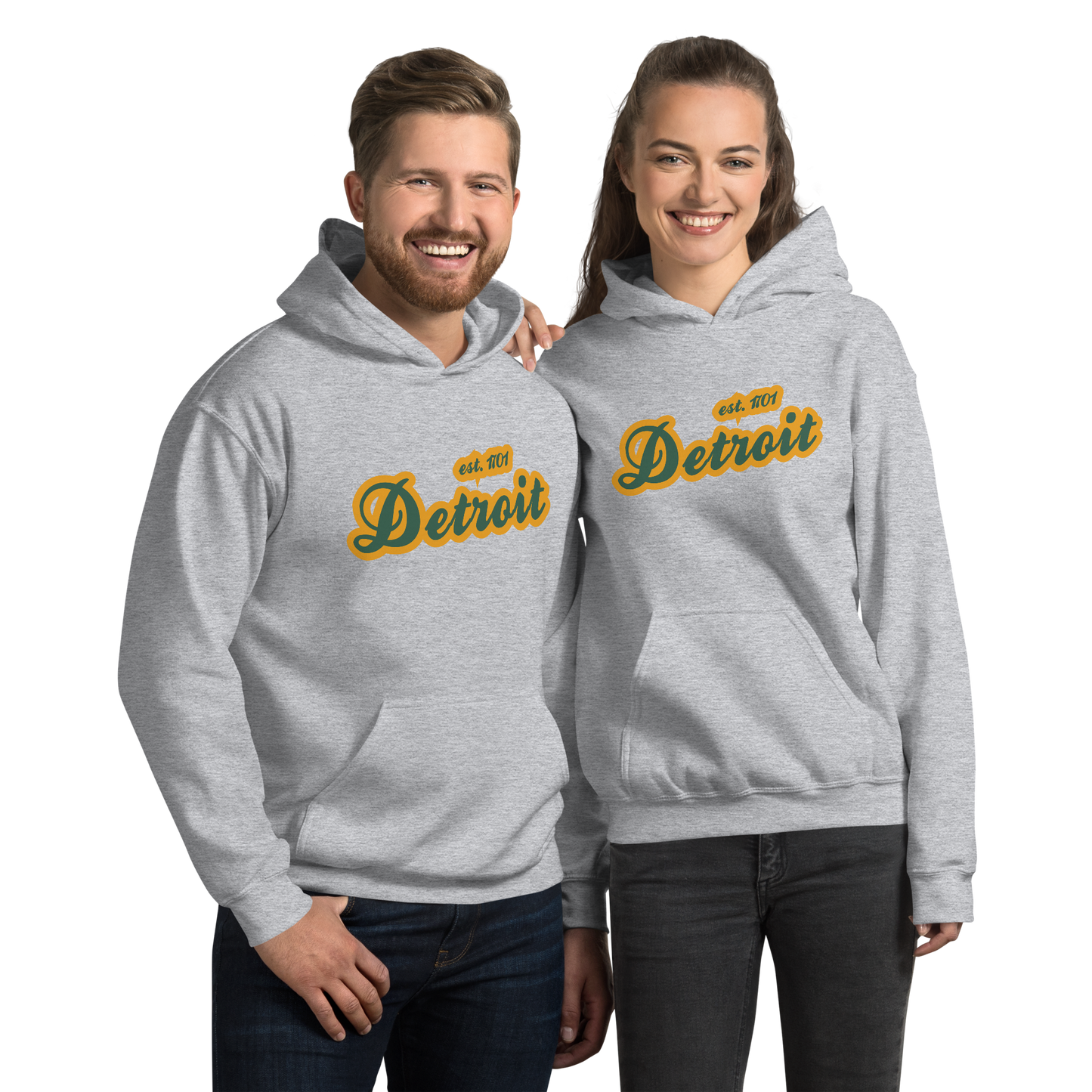 'Detroit EST. 1701' Hoodie (Ginger Ale Green Script Font) | Unisex Standard