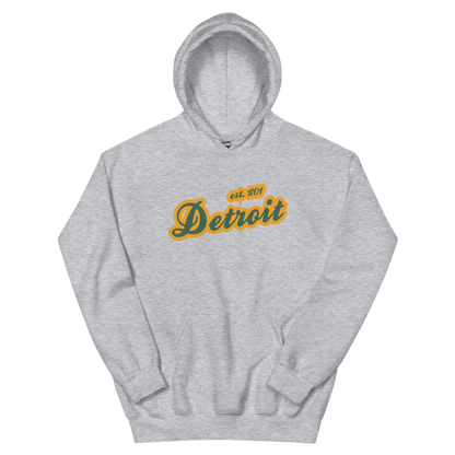 'Detroit EST. 1701' Hoodie (Ginger Ale Green Script Font) | Unisex Standard