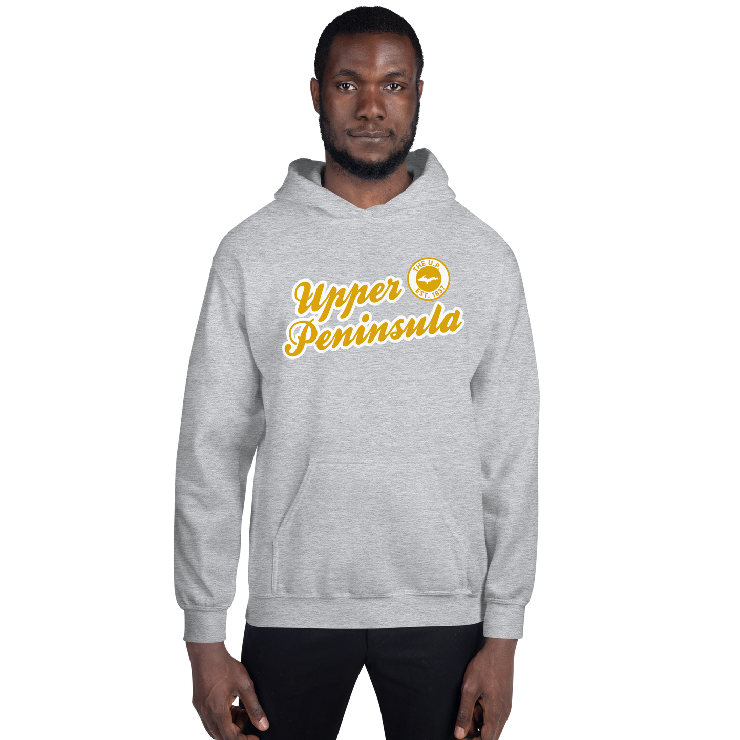 'Upper Peninsula EST. 1837' Hoodie (Gold Script Font) | Unisex Standard