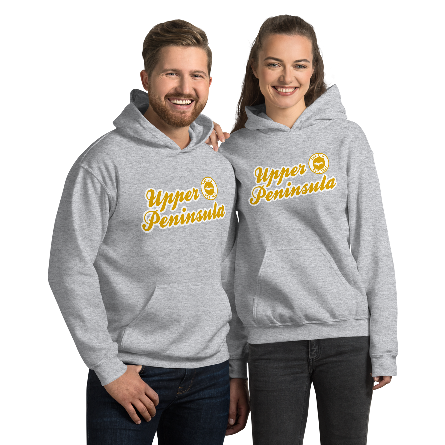 'Upper Peninsula EST. 1837' Hoodie (Gold Script Font) | Unisex Standard