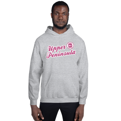 'Upper Peninsula EST. 1837' Hoodie (Apple Blossom Pink Script Font) | Unisex Standard