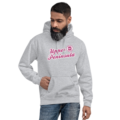 'Upper Peninsula EST. 1837' Hoodie (Apple Blossom Pink Script Font) | Unisex Standard