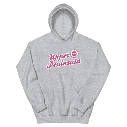 'Upper Peninsula EST. 1837' Hoodie (Apple Blossom Pink Script Font) | Unisex Standard