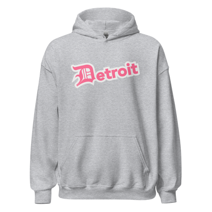 'Detroit' Hoodie (Rhodochrosite Pink w/ Old English 'D') | Unisex Standard