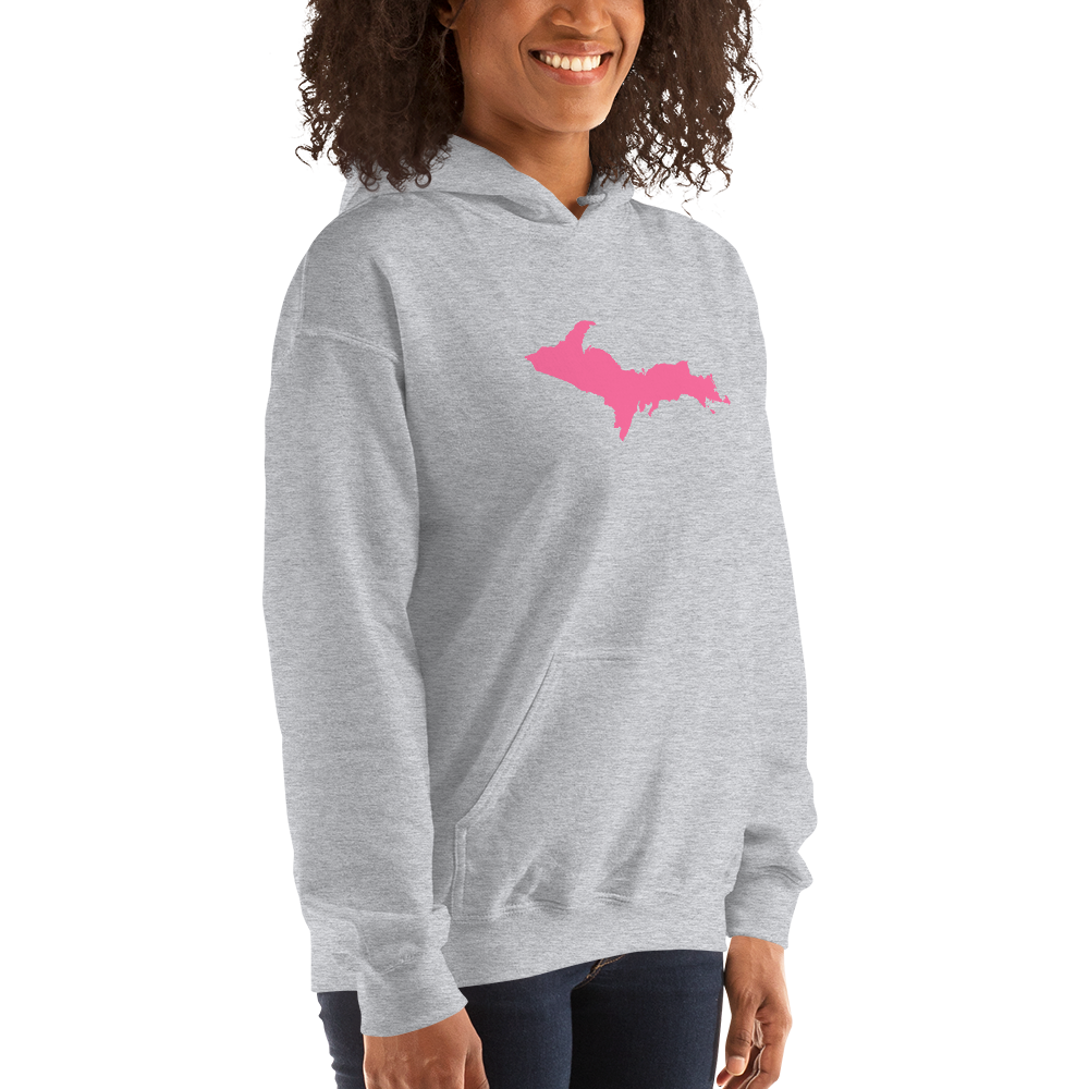 Michigan Upper Peninsula Hoodie (w/ Pink UP Outline) | Unisex Standard