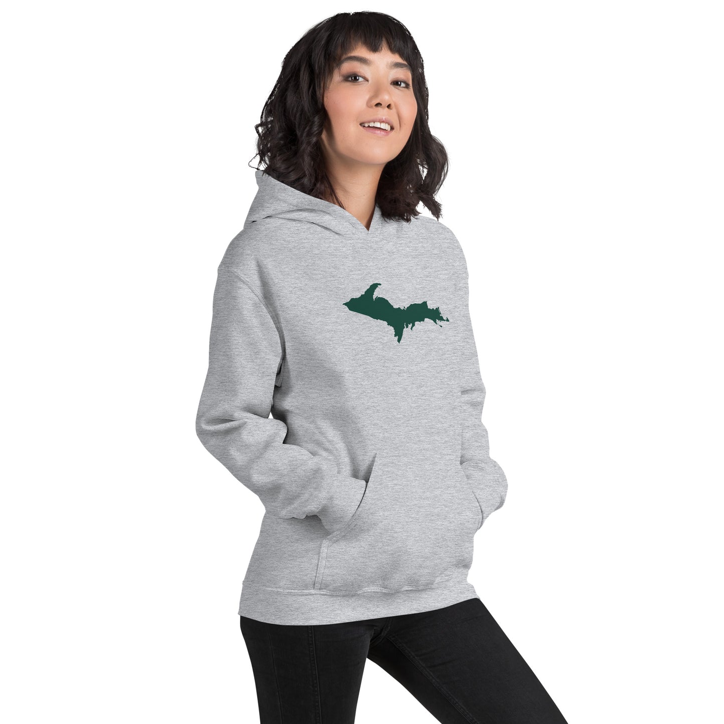 Michigan Upper Peninsula Hoodie (w/ Green UP Outline) | Unisex Standard