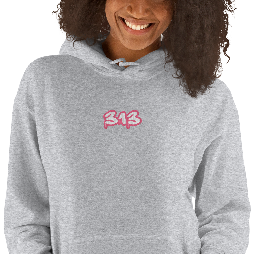 Detroit '313' Hoodie (Rhodochrosite Pink) | Unisex Standard - Emb.