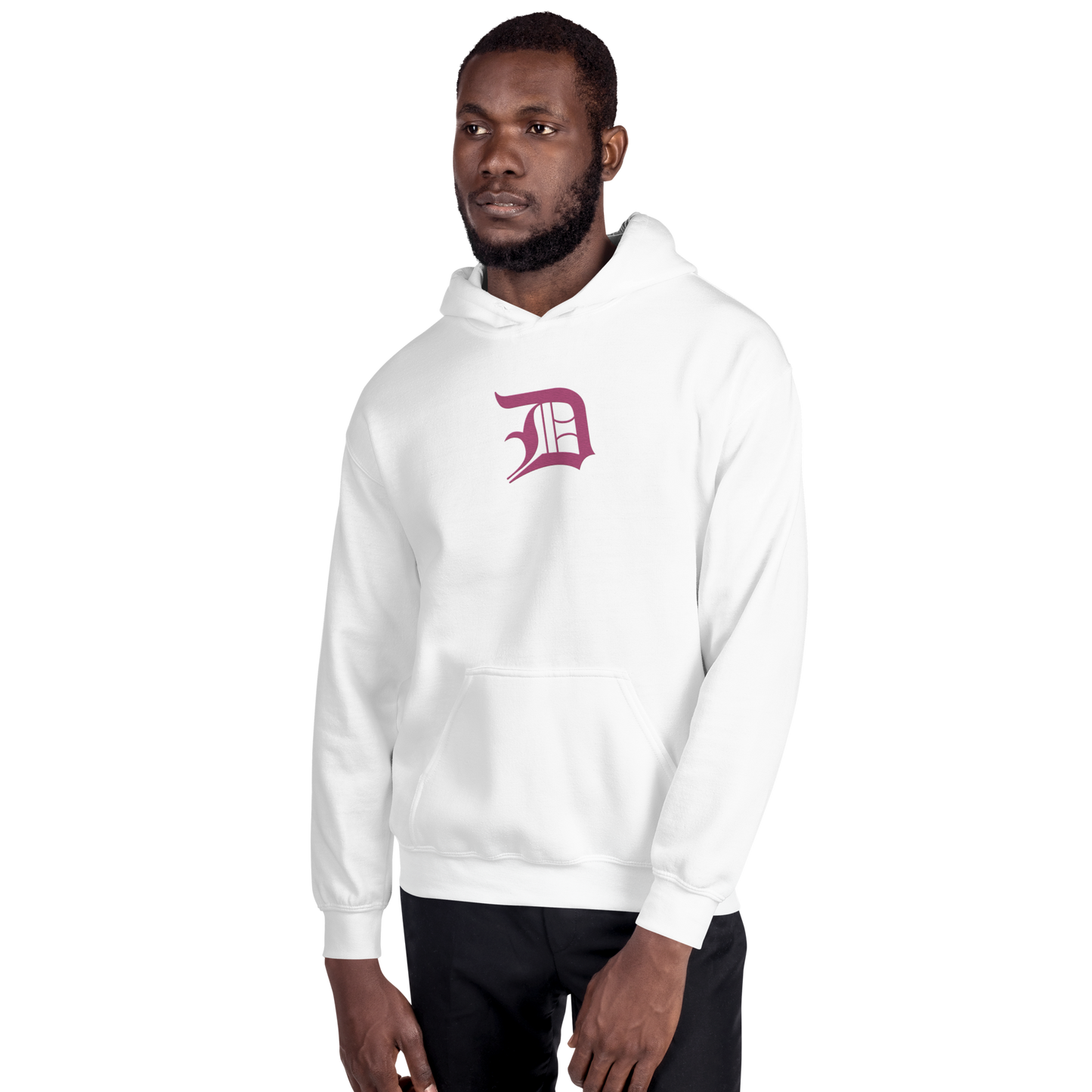 Detroit 'Old English D' Hoodie (Apple Blossom Pink) | Unisex Standard - Emb.