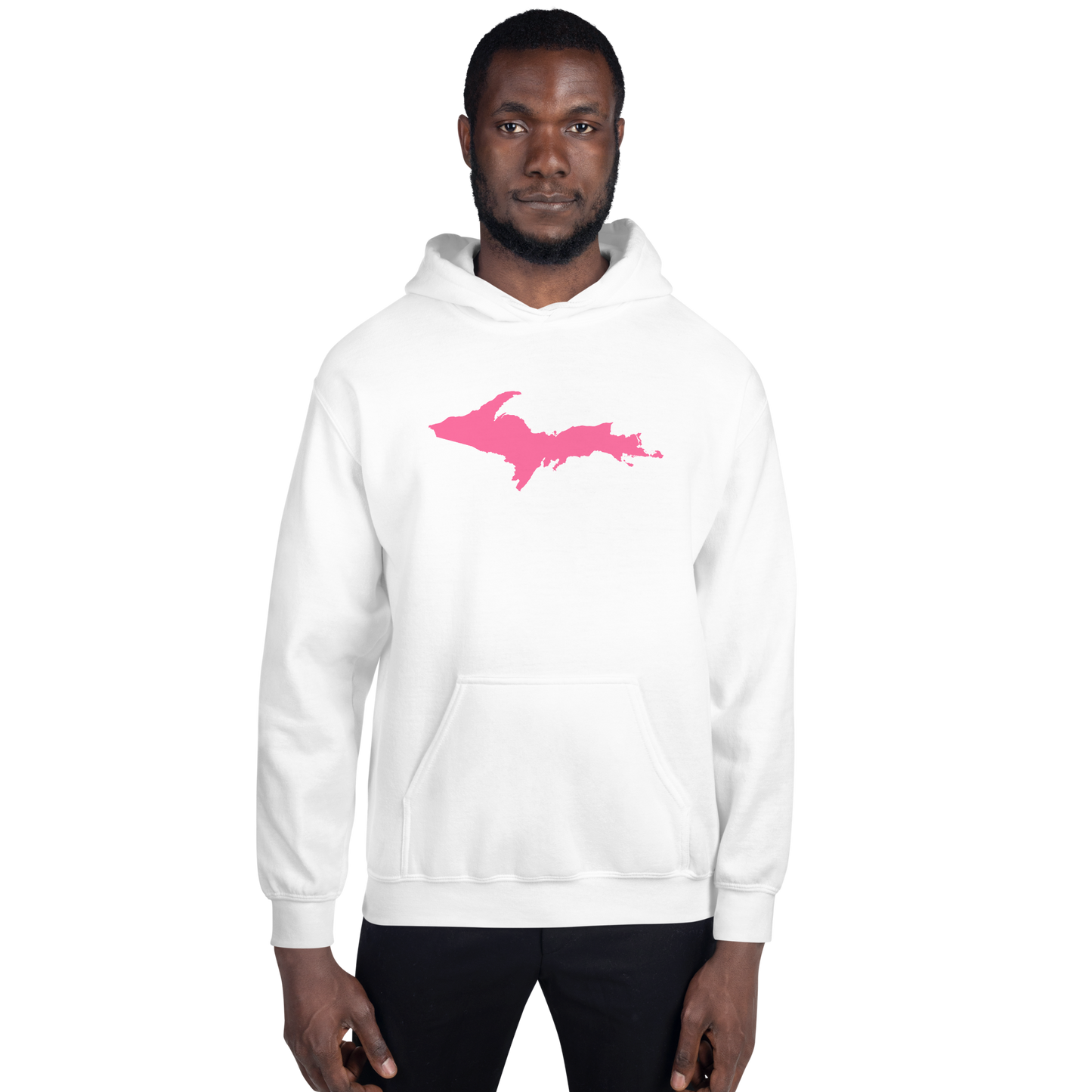 Michigan Upper Peninsula Hoodie (w/ Pink UP Outline) | Unisex Standard