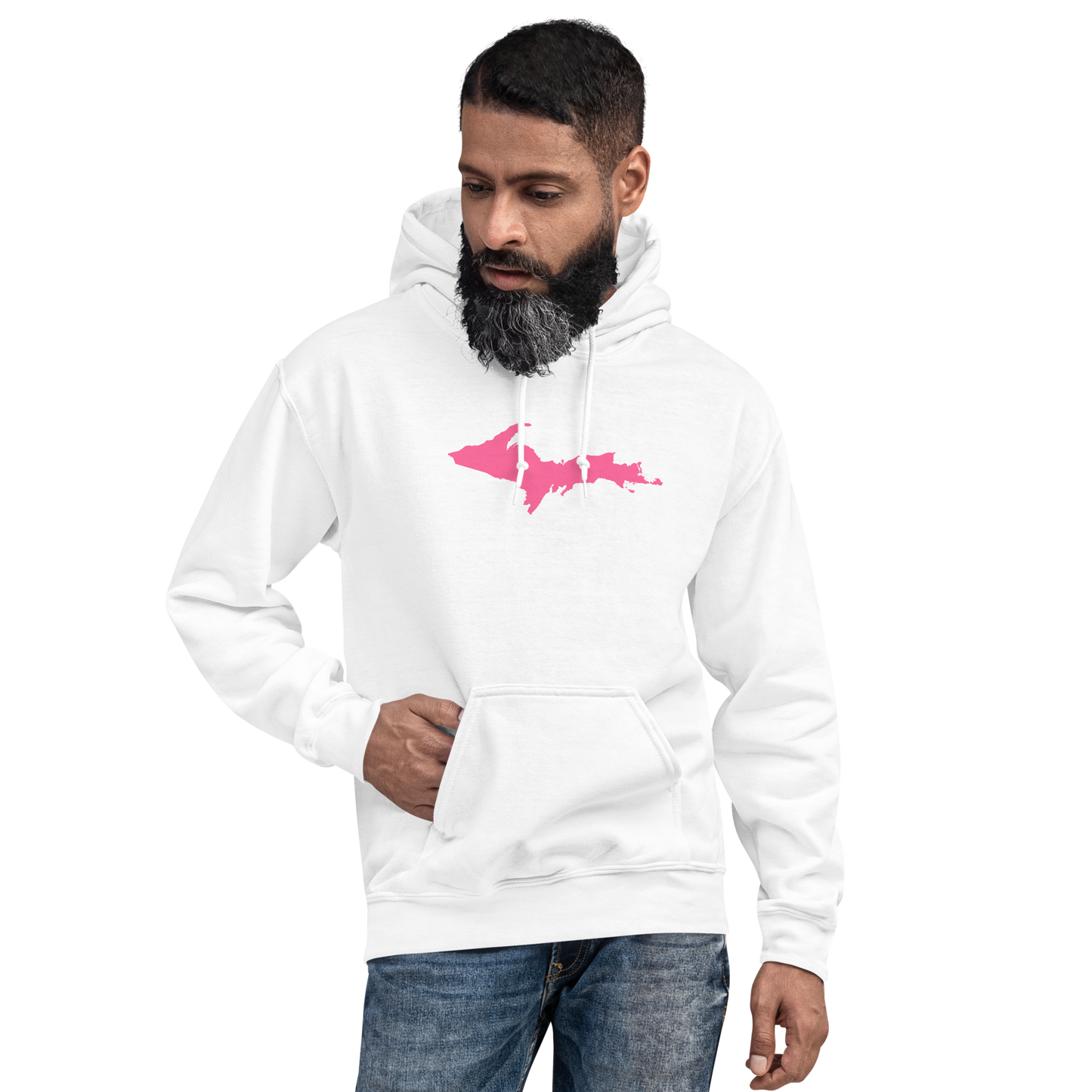 Michigan Upper Peninsula Hoodie (w/ Pink UP Outline) | Unisex Standard