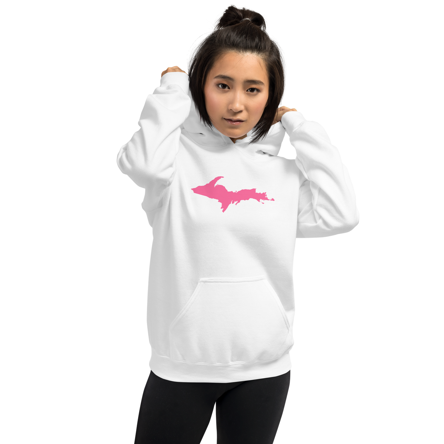 Michigan Upper Peninsula Hoodie (w/ Pink UP Outline) | Unisex Standard