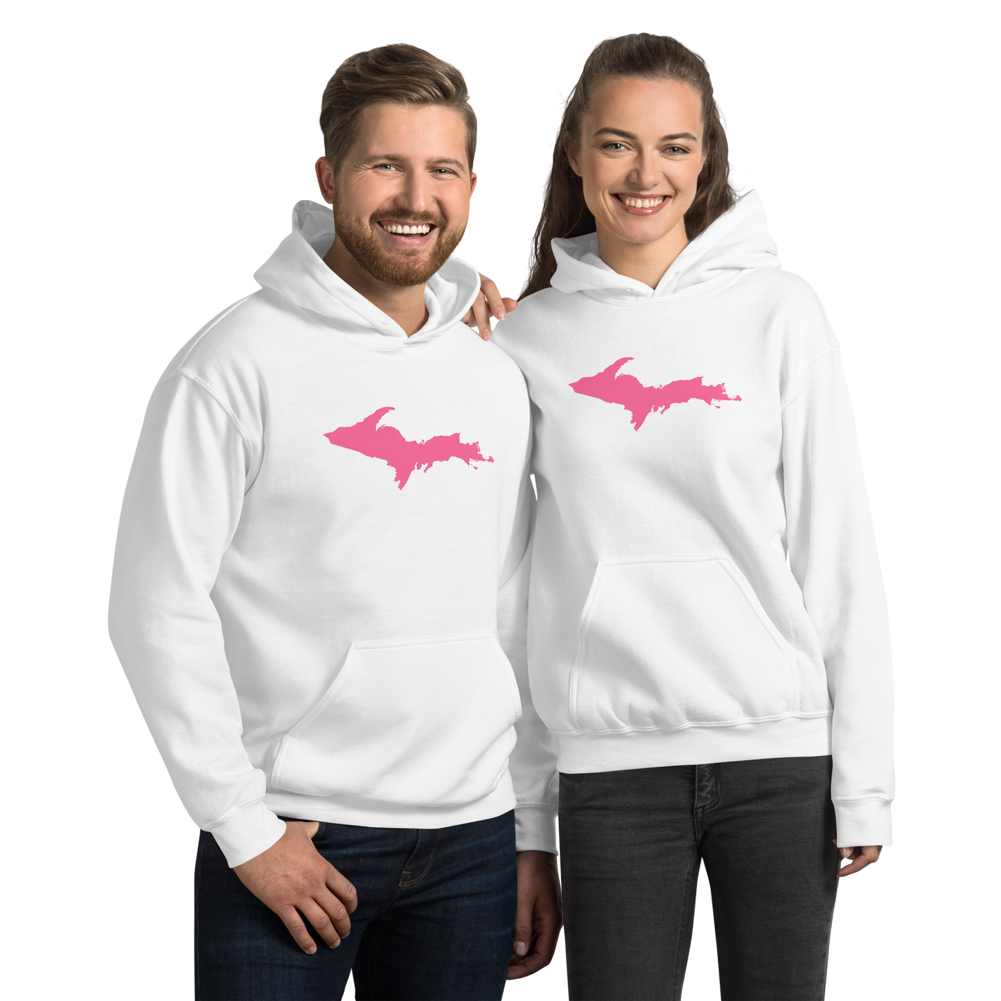 Michigan Upper Peninsula Hoodie (w/ Pink UP Outline) | Unisex Standard