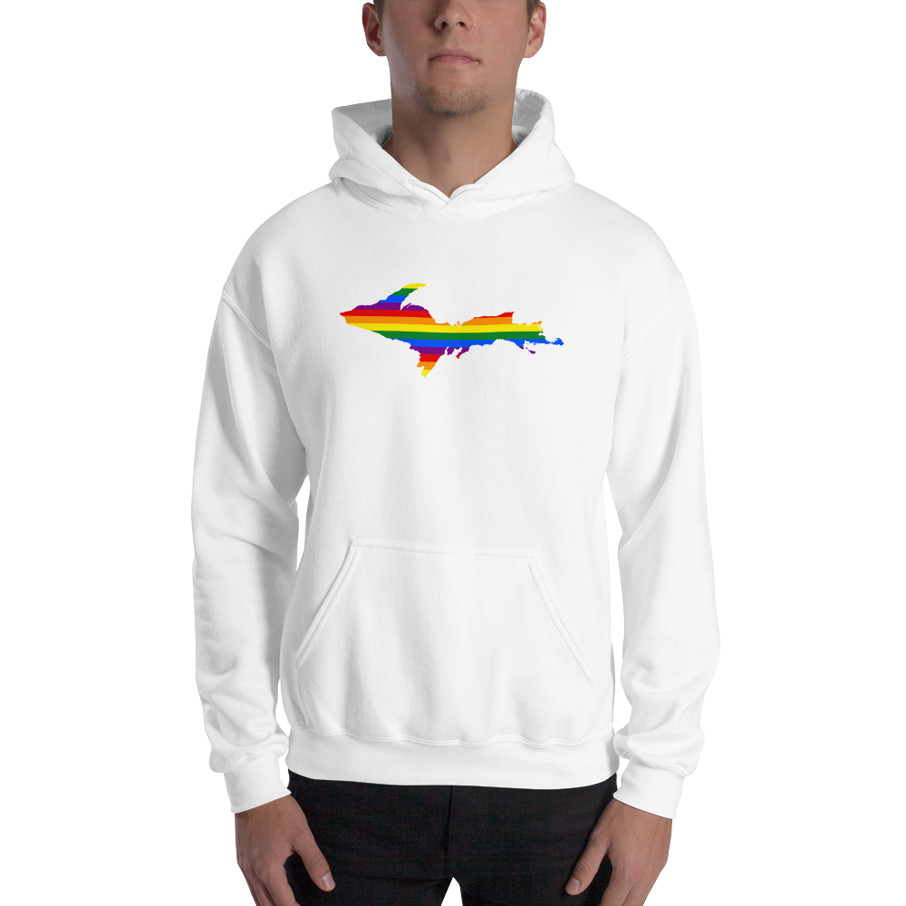 Michigan Upper Peninsula Hoodie (w/ UP Pride Flag Outline) | Unisex Standard