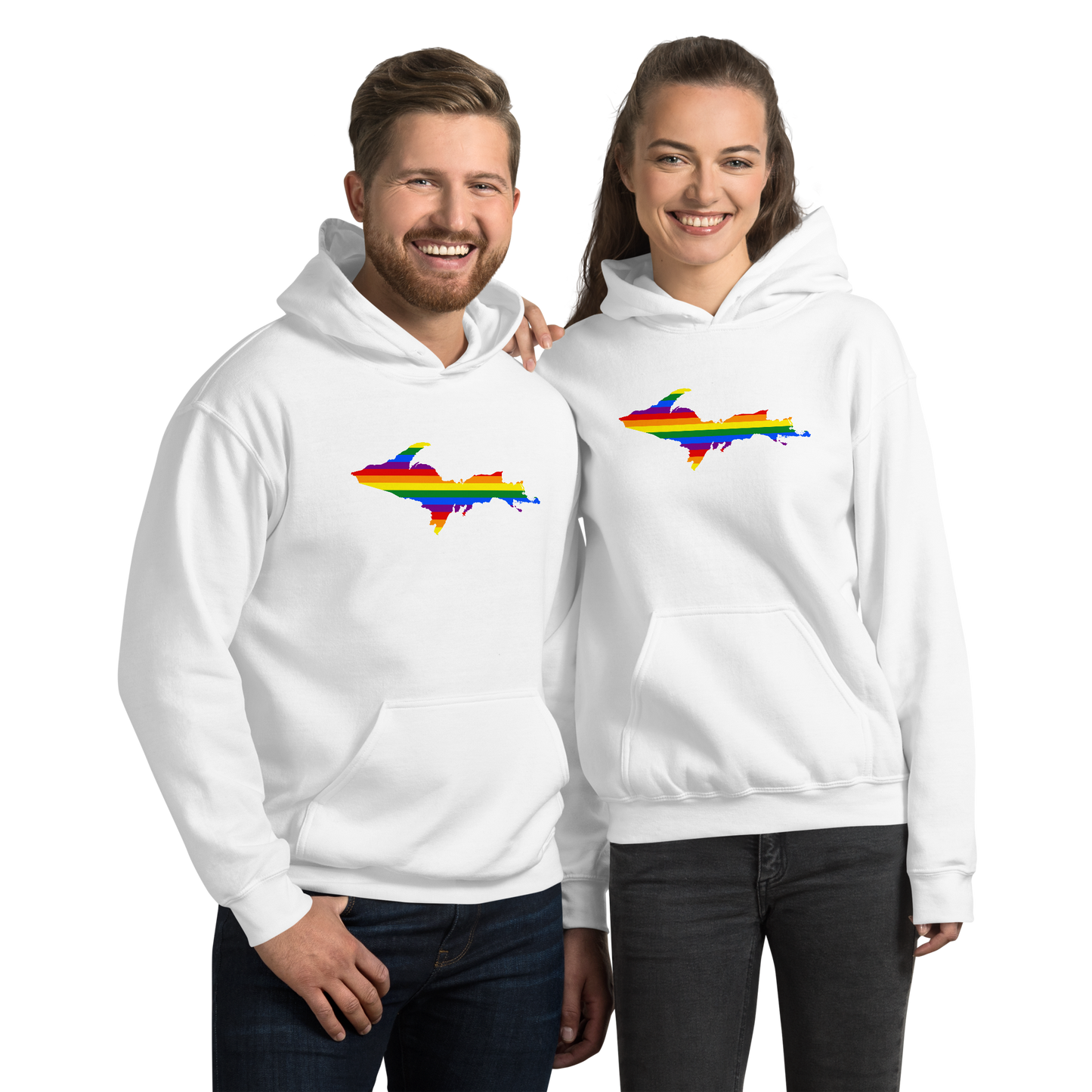 Michigan Upper Peninsula Hoodie (w/ UP Pride Flag Outline) | Unisex Standard