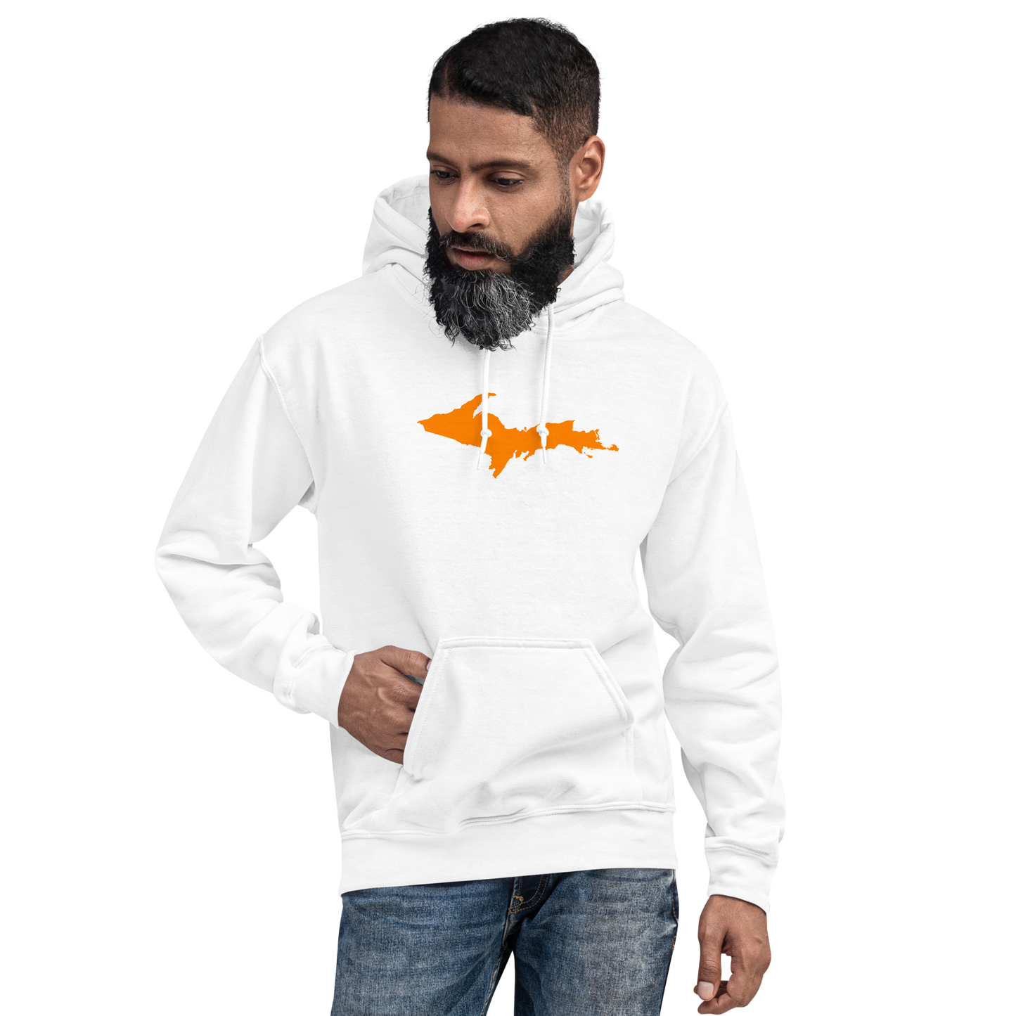 Michigan Upper Peninsula Hoodie (w/ Orange UP Outline) | Unisex Standard