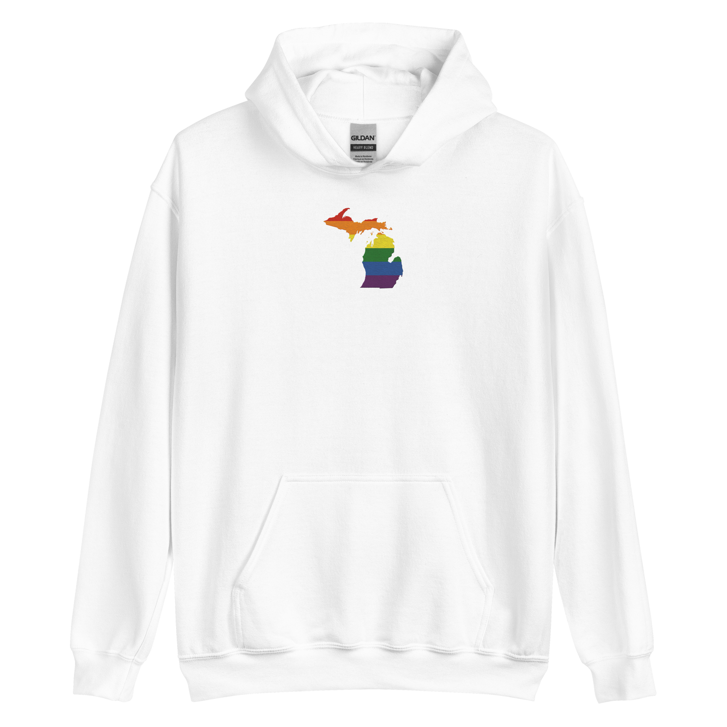 Michigan Hoodie (w/ MI Rainbow Pride Flag) | Unisex Standard - Emb.