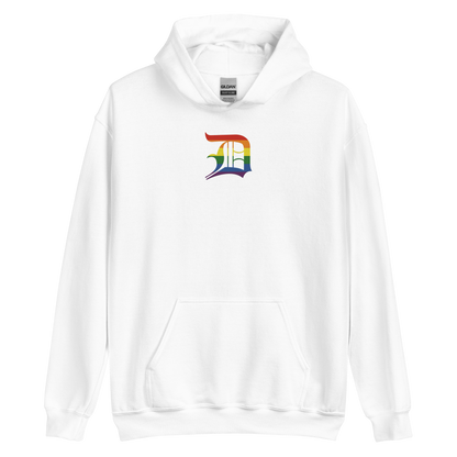 Detroit 'Old English D' Hoodie (Rainbow Pride Edition) | Unisex Standard - Emb.