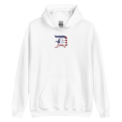 Detroit 'Old English D' Hoodie (Patriotic Edition) | Unisex Standard - Emb.