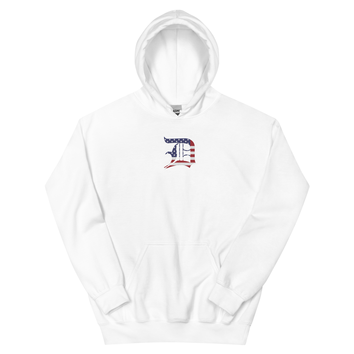 Detroit 'Old English D' Hoodie (Patriotic Edition) | Unisex Standard - Emb.