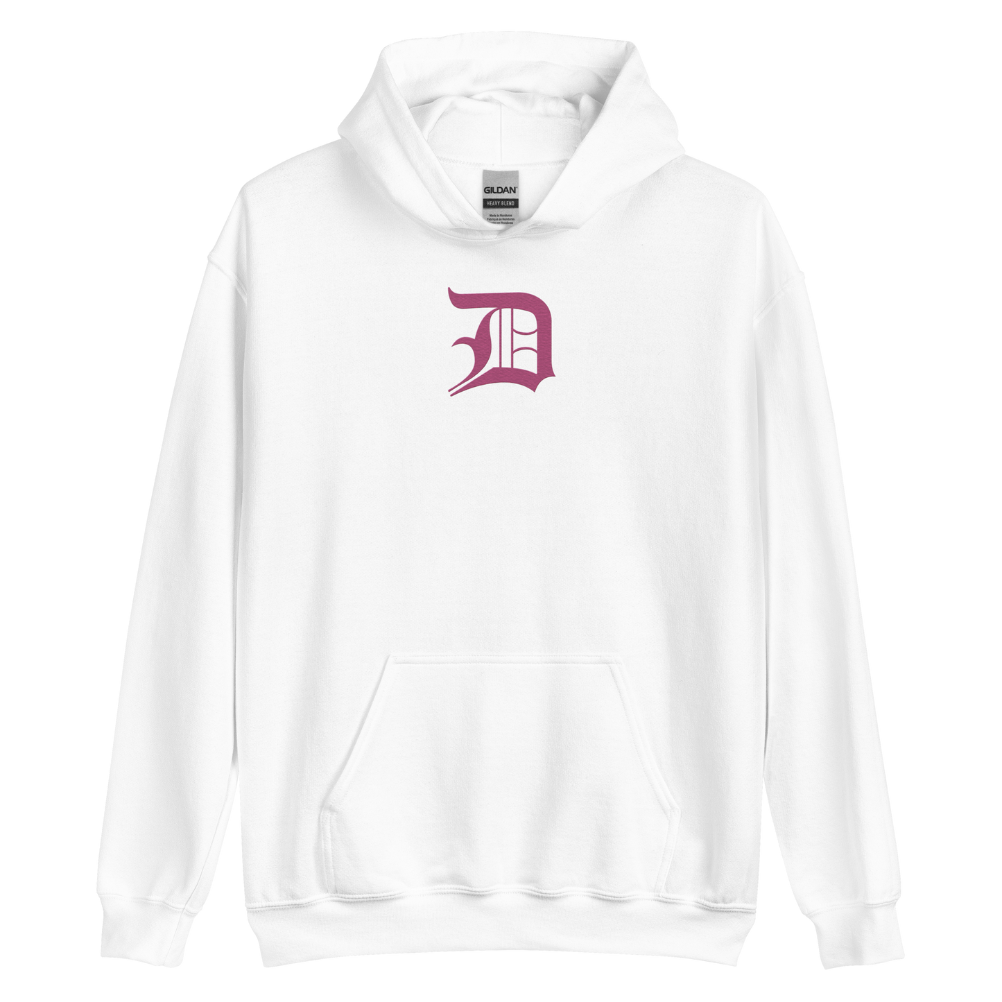 Detroit 'Old English D' Hoodie (Apple Blossom Pink) | Unisex Standard - Emb.