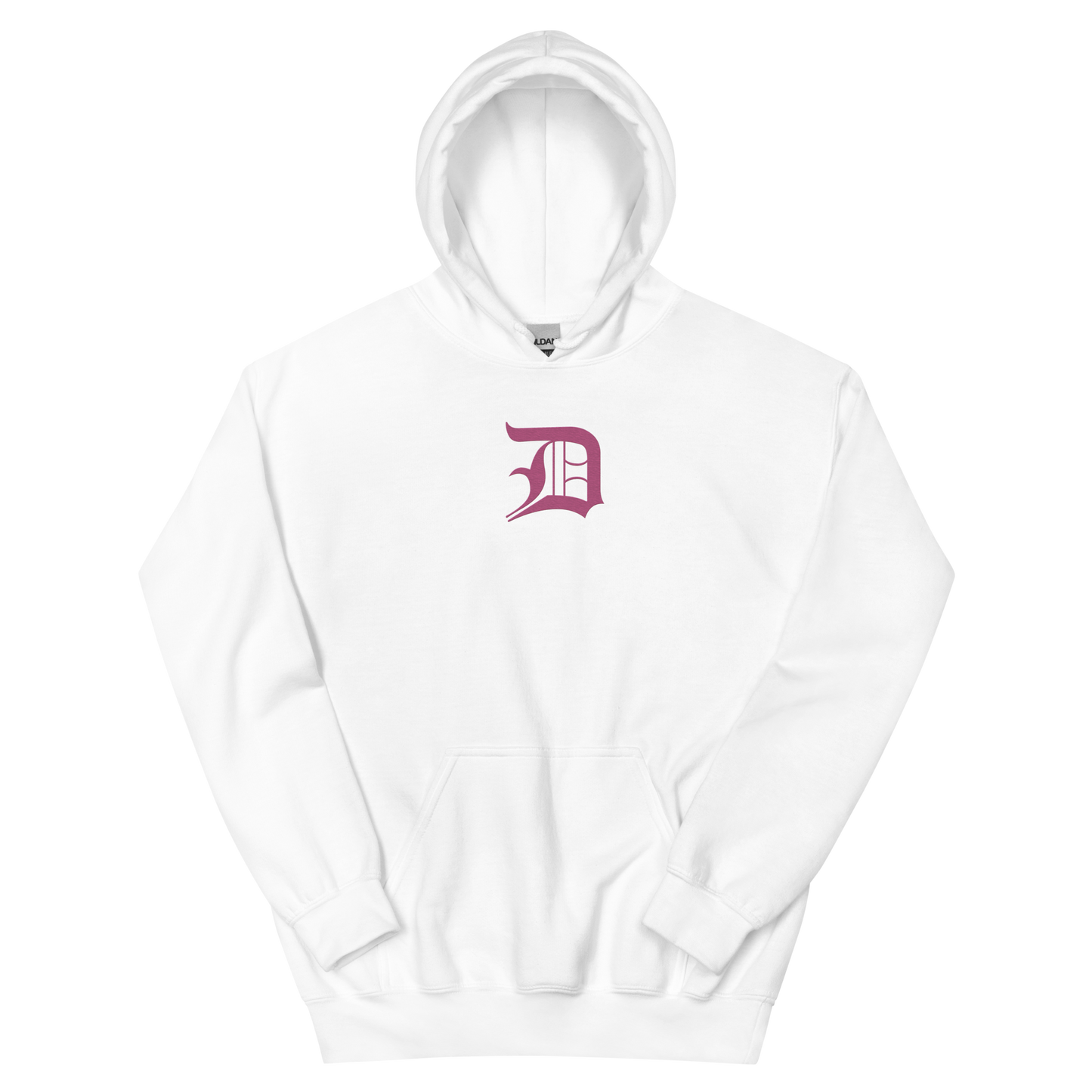 Detroit 'Old English D' Hoodie (Apple Blossom Pink) | Unisex Standard - Emb.