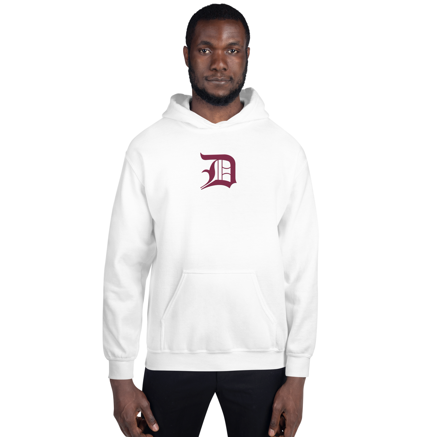 Detroit 'Old English D' Hoodie (Ruby Red) | Unisex Standard - Emb.