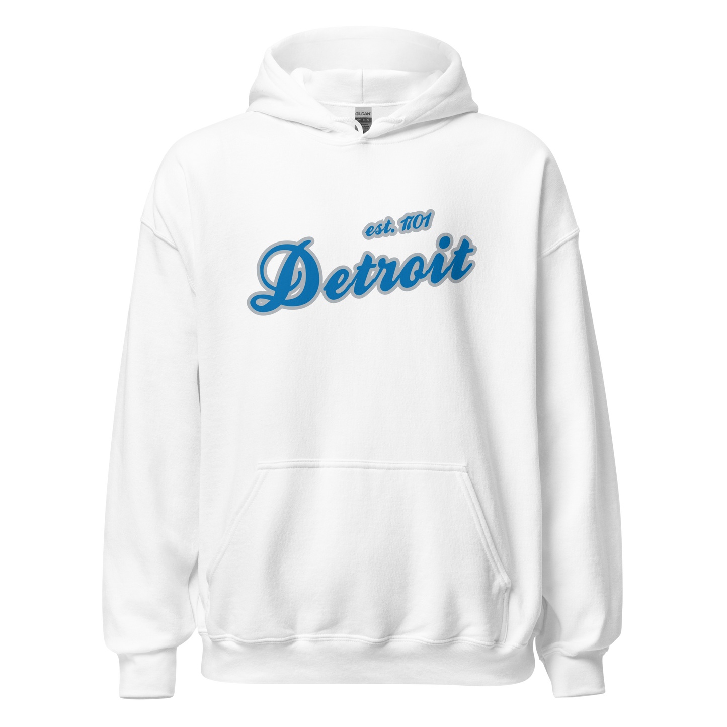 'Detroit EST. 1701' Hoodie (Azure Script Font) | Unisex Standard