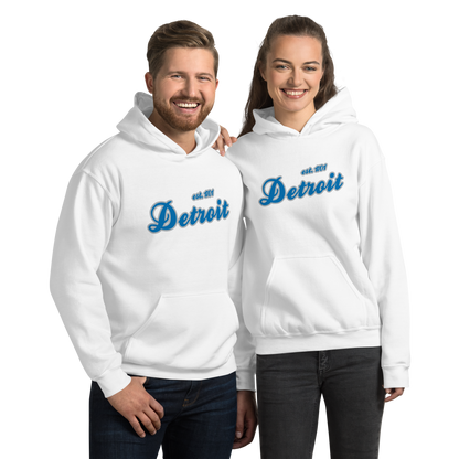 'Detroit EST. 1701' Hoodie (Azure Script Font) | Unisex Standard