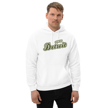 'Detroit EST. 1701' Hoodie (Army Green Script Font) | Unisex Standard