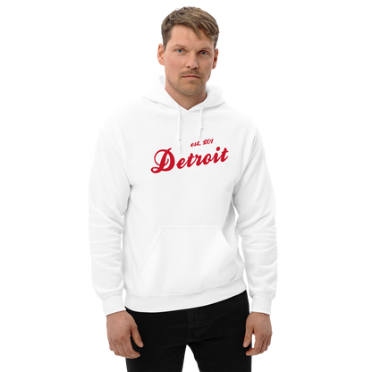 'Detroit EST. 1701' Hoodie (Aliform Red Script Font) | Unisex Standard